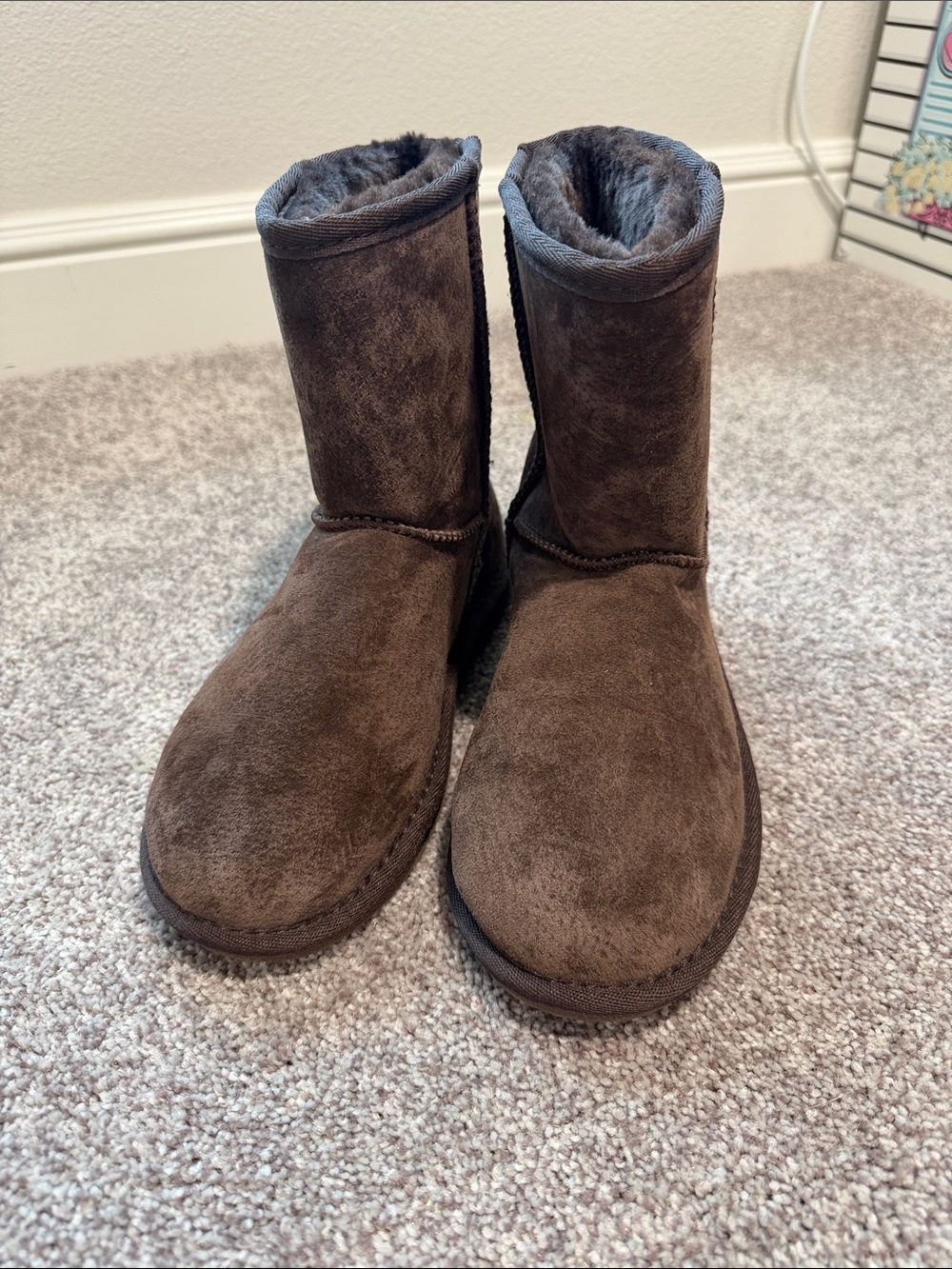 Kids Cozy Faux-Suede Tall Brown Boots